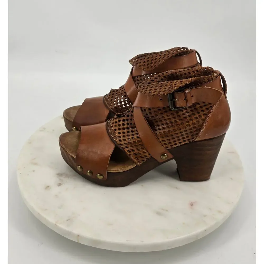 Free People Indie Festival Boho Rendering Mesh Leather Clog‎